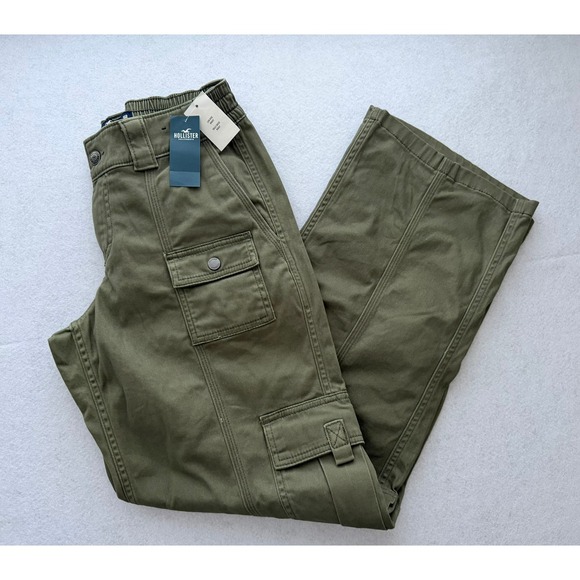 Hollister Pants - Hollister Low Rise Baggy Cargo Pants Olive Green Utility 2R W26 Streetwear NEW
